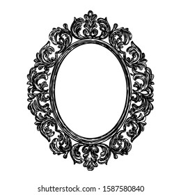 Circular round floral mandala like vintage decorative Baroque ornament elements. Drawing marble stone for fashion scarf, print, fabric design. Vector. 