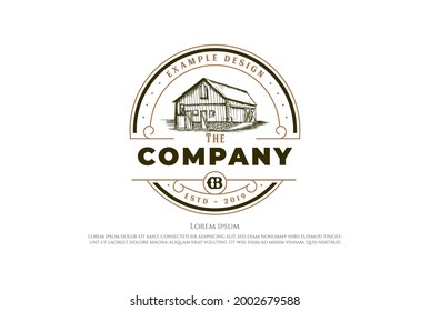 Circular Round Rustic Old Barn For Farm Ranch Logo Design Vector