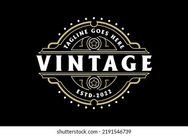 Circular Round Vintage Retro Steampunk Badge Emblem Label Stamp Logo Design Vector