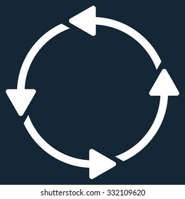 Circular Route vector icon. Style is flat symbol, white color, rounded angles, dark blue background.