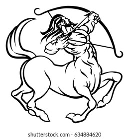 A circular Sagittarius archer centaur horoscope astrology zodiac sign icon