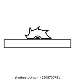 Circular saw bench table wheel blade carpentry workshop concept contour outline line icon black color vector illustration image thin flat style