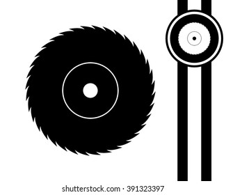 circular saw - black and white vector icon