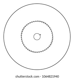 Circular saw blade black icon in circle vector illustration isolated flat style .