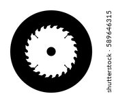 Circular saw blade circle icon. Black, round, minimalist icon isolated on white background. Saw blade simple silhouette. Web site page and mobile app design vector element.