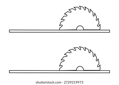 Kreissägeblatt, das eine Metallplattenlinie durchschneidet (Kunstgrafik)