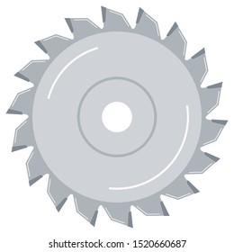 Circular saw blade disk for wood, metal work flat design icon isolated on white background. Vector saw wheel illustration symbol for your web site design, logo, app.