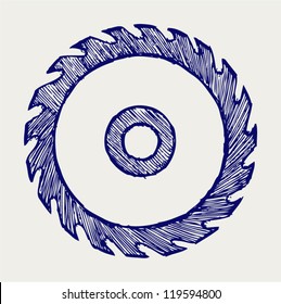 Circular Saw Blade. Doodle Style