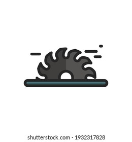 Circular saw blade filled outline icons. Vector illustration. Editable stroke. Isolated icon suitable for web, infographics, interface and apps.