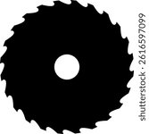 Circular saw blade icon. Carpentry tools and equipment.