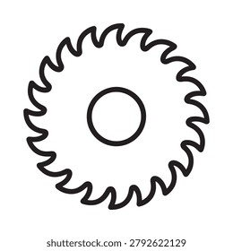 circular saw blade icon with center hole black line art