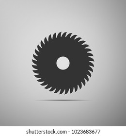 Circular saw blade icon isolated on grey background. Saw wheel. Flat design. Vector Illustration