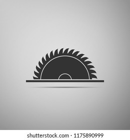 Circular saw blade icon isolated on grey background. Saw wheel. Flat design. Vector Illustration