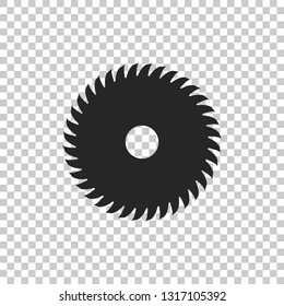 Circular saw blade icon isolated on transparent background. Saw wheel. Flat design. Vector Illustration