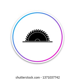 Circular saw blade icon isolated on white background. Saw wheel. Circle white button. Vector Illustration