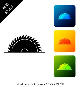 Circular saw blade icon isolated. Saw wheel. Set icons colorful square buttons. Vector Illustration