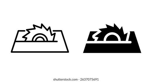 Circular saw blade icon. Line and silhouette style.