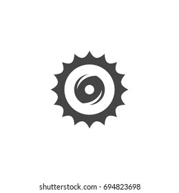 Circular saw blade icon on white background. Circular blade vector logo illustration isolated sign symbol. Modern pictogram for web graphics