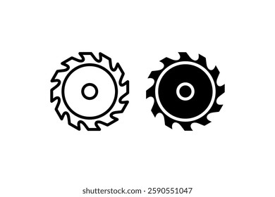 Circular saw blade icon in outline and solid Vector