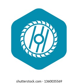 Circular saw blade icon in simple style on a white background
