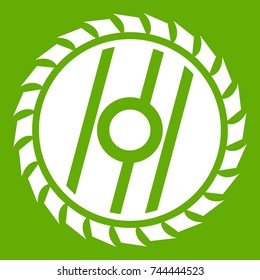 Circular saw blade icon white isolated on green background. Vector illustration