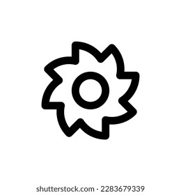 Circular saw blade linear icon. Thin line illustration. Wheel blade. Contour symbol. Vector isolated outline drawing.