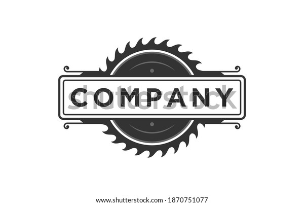 Circular Saw Blade Logo Design Vintage Stock Vector (Royalty Free