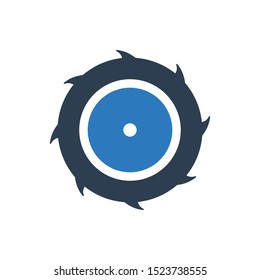 Circular saw blade. saw blade logo icon vector illustration design