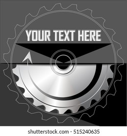 Circular saw blade on the dark background. Technology Background. Place for text. Vector illustration