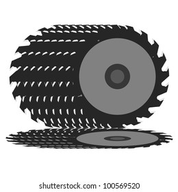 Circular saw blade on a white background. Vector illustration.