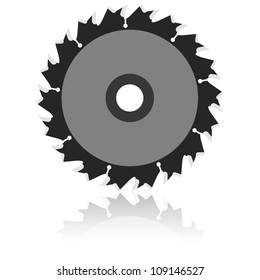 Circular saw blade on a white background. Vector illustration.