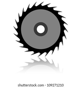 Circular saw blade on a white background. Vector illustration.