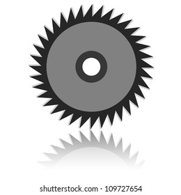 Circular saw blade on a white background. Vector illustration.