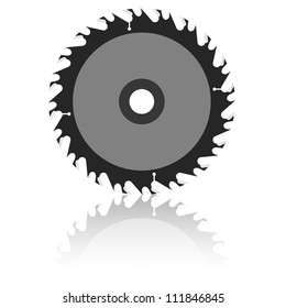 Circular saw blade on a white background. Vector illustration.