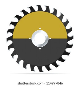 Circular saw blade on a white background. Vector illustration.