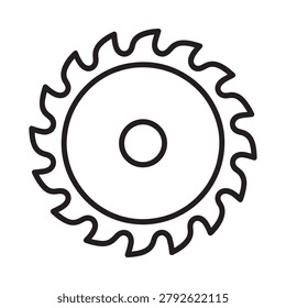 circular saw blade outline on white background