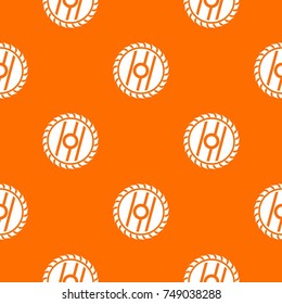 Circular saw blade pattern repeat seamless in orange color for any design. Vector geometric illustration