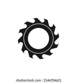 Circular Saw Blade Silhouette Carpentry Woodwork Logo Design Template Vector Element