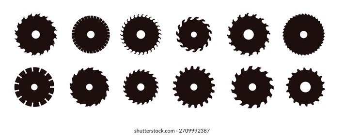 circular saw blade silhouettes vector illustration