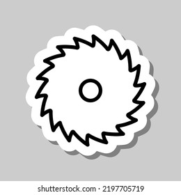 Circular saw blade simple icon vector. Flat design. Sticker with shadow on gray background.ai