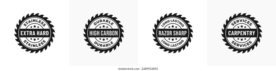 Circular saw blade vector or Circular saw blade logo vector isolated in flat style. Circular saw label vector isolated. saw circle logo trendy design template for product packaging.