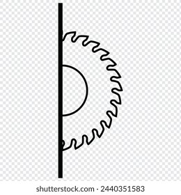 circular saw blade. Vector logo and icon with half sawblade. Isolated illustration on transparent