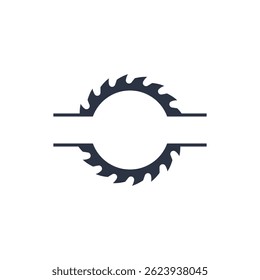Uma lâmina de serra circular. Modelo do logotipo do vetor com duas meias lâminas de serra. Ilustração isolada sobre fundo branco.