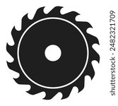 Circular saw blade vector web icon on white background. Simple flat illustration of woodwork equipment