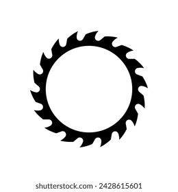 A circular saw blade. Vector with whole sawblade. Black silhouette with empty clean background inside.