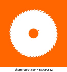 Circular saw blade white icon .