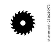 Circular saw blade for wood work, saw blade icon and vector