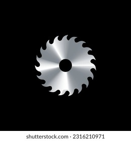 Circular saw blade for wood work, saw blade icon and vector