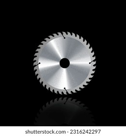 Circular saw blade for wood work, saw blade icon and vector eps