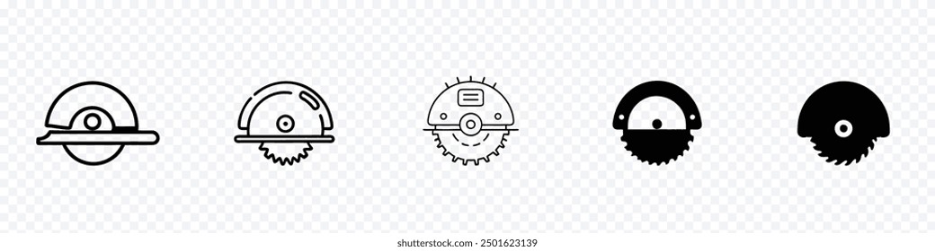 circular saw blades icon, circular saw blade vector line icon, Saw blade icon shape silhouette. Steel cut off machine icon